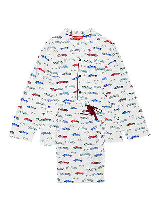 Minijammies Boys' Racer Car Print Pyjamas, White/Multi