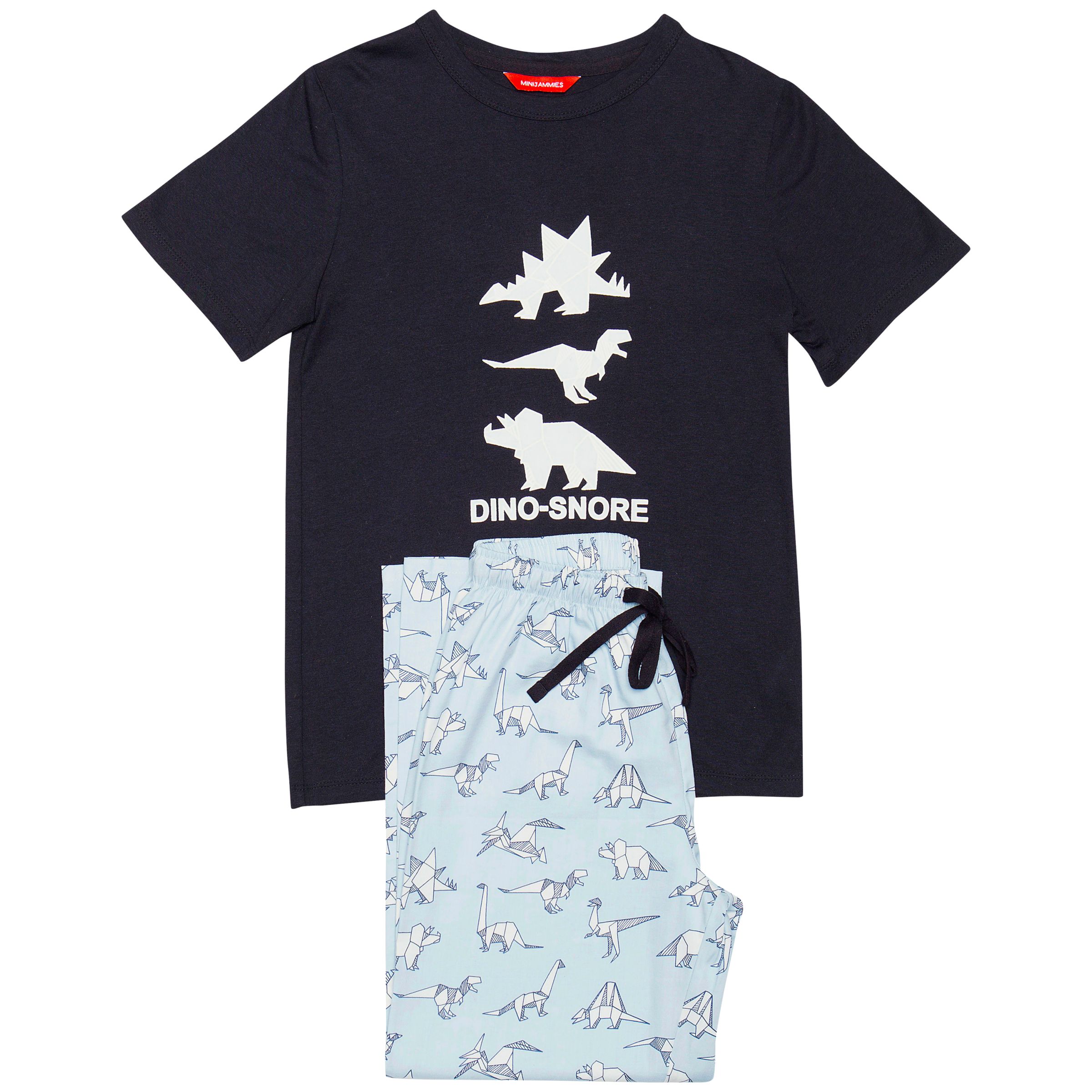 Minijammies Boys' Jersey Dinosaur Pyjama Set, Black
