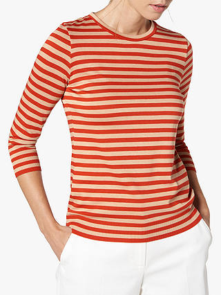 L.K.Bennett Estera Stripe T-Shirt, Orange