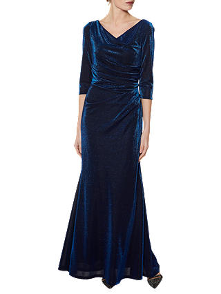 Gina Bacconi Clara Metallic Maxi Dress, Royal Blue