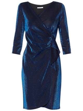 Gina Bacconi Brita Metallic Jersey Dress, Royal Blue