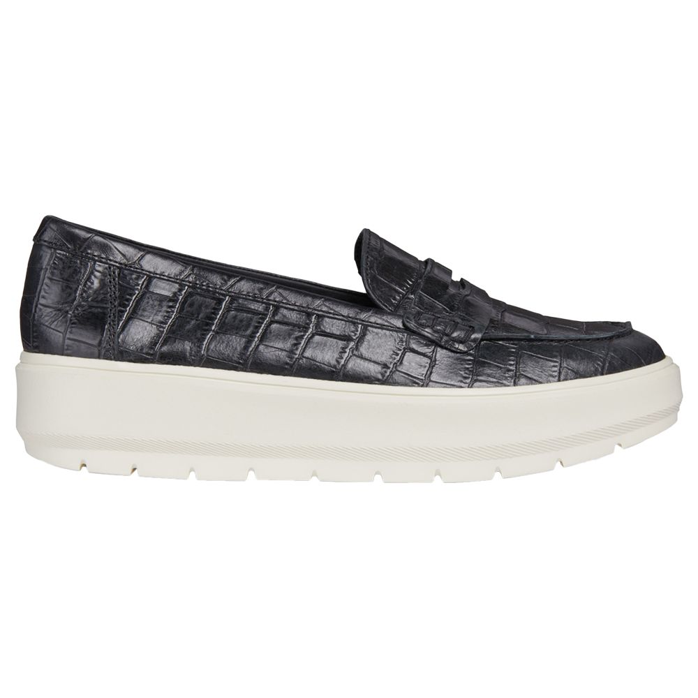 Geox Kaula Slip On Flatform Loafers, Black Leather at John Lewis \u0026 Partners