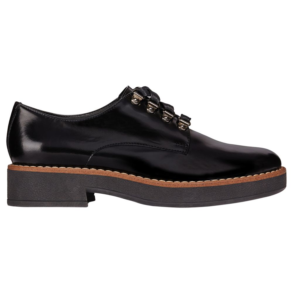 Geox Women's Adrya Lace Up Brogues, Black Leather at John Lewis & Partners