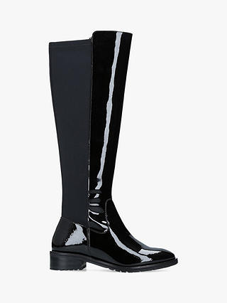 Kurt Geiger London Rayko Patent Long Boots, Black Leather