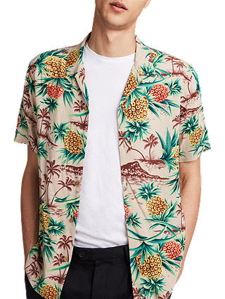 AllSaints Endeavour Hawaiian Shirt, Mushroom Brown