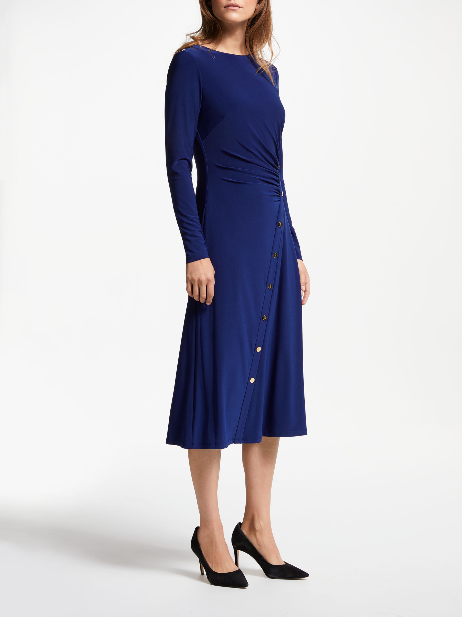 Lauren Ralph Lauren Roselle Long Sleeve Dress, Dutch Blue/Gold