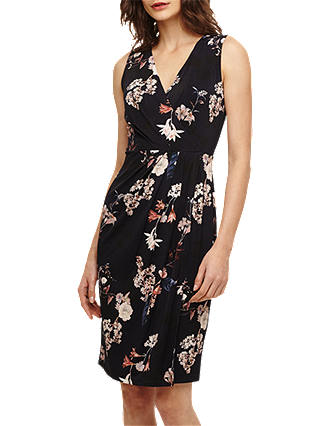 Phase Eight Fiona Floral Slinky Jersey Dress, Navy/Pink