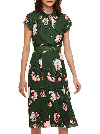 Phase Eight Helena Floral Belted Dress, Jade