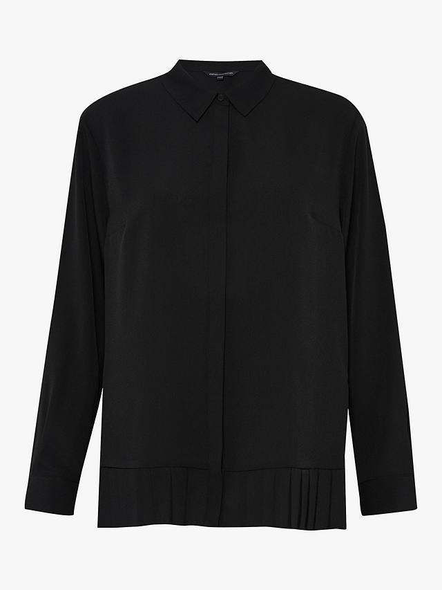 French Connection Crepe Pleat Shirt, Black at John Lewis & Partners