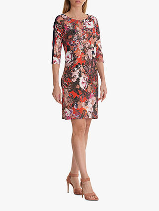 Betty Barclay Sporty Floral Dress, Red/Dark Blue