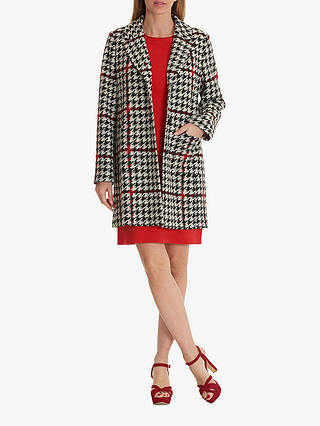 Betty Barclay Houndstooth Tailored Coat, Black/Red