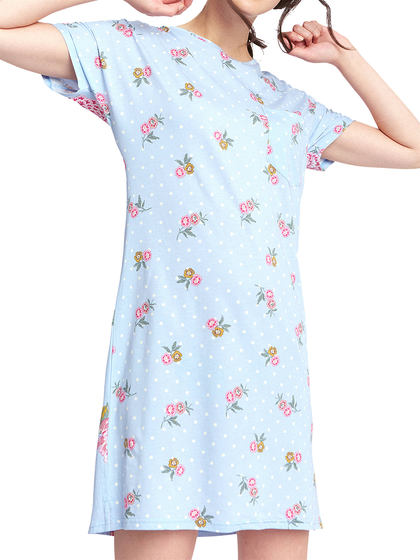 Joules Floral Spot Print Nightdress, Blue at John Lewis & Partners