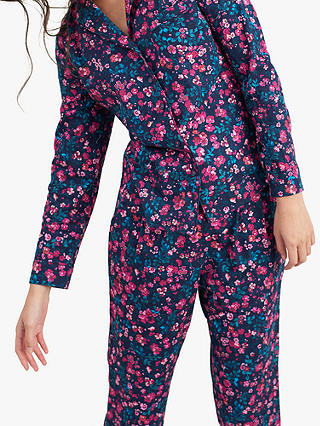 Joules Shelby Floral Print Pyjama Set, Blue/Multi