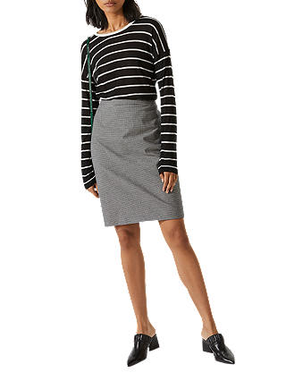 Jigsaw Check Pencil Skirt, Monochrome