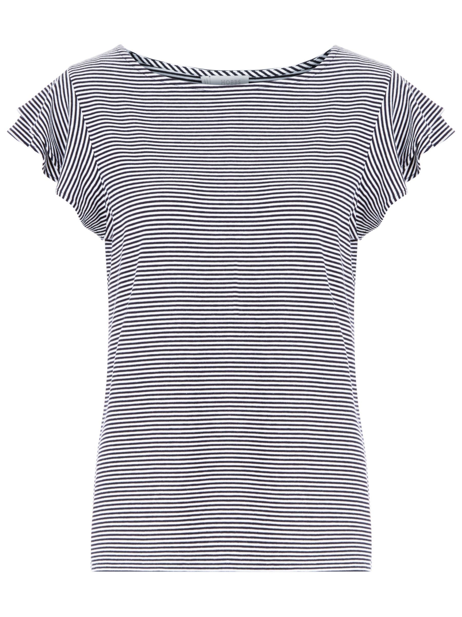 Hobbs Vanessa Stripe T-Shirt, Navy/White at John Lewis & Partners