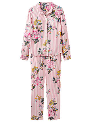 Joules Astrid Floral Stripe Pyjama Set, Pink