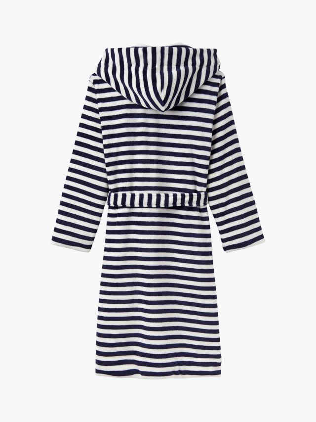 Joules Rita Stripe Fleece Dressing Gown Navy White S M