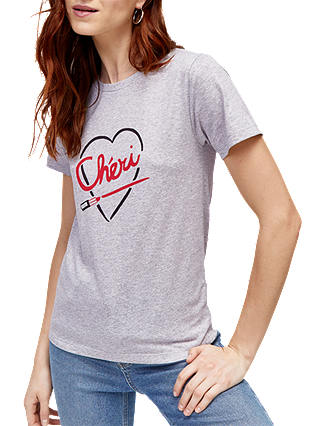 Warehouse Cheri Printed T-Shirt, Light Grey