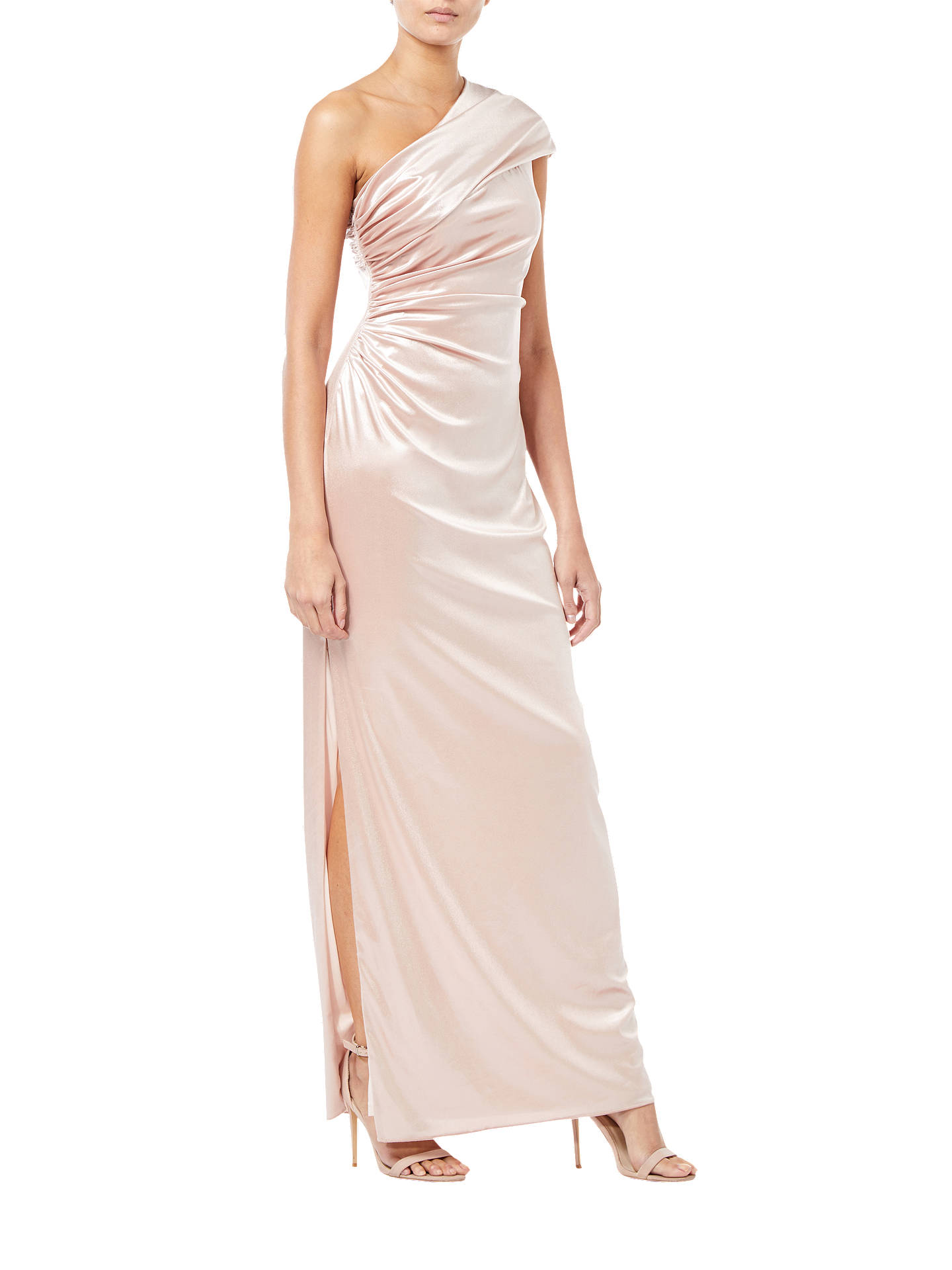 Adrianna Papell One Shoulder Dress, Blush at John Lewis & Partners