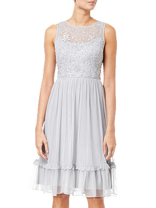 Adrianna Papell Embroidered Party Dress, Silver