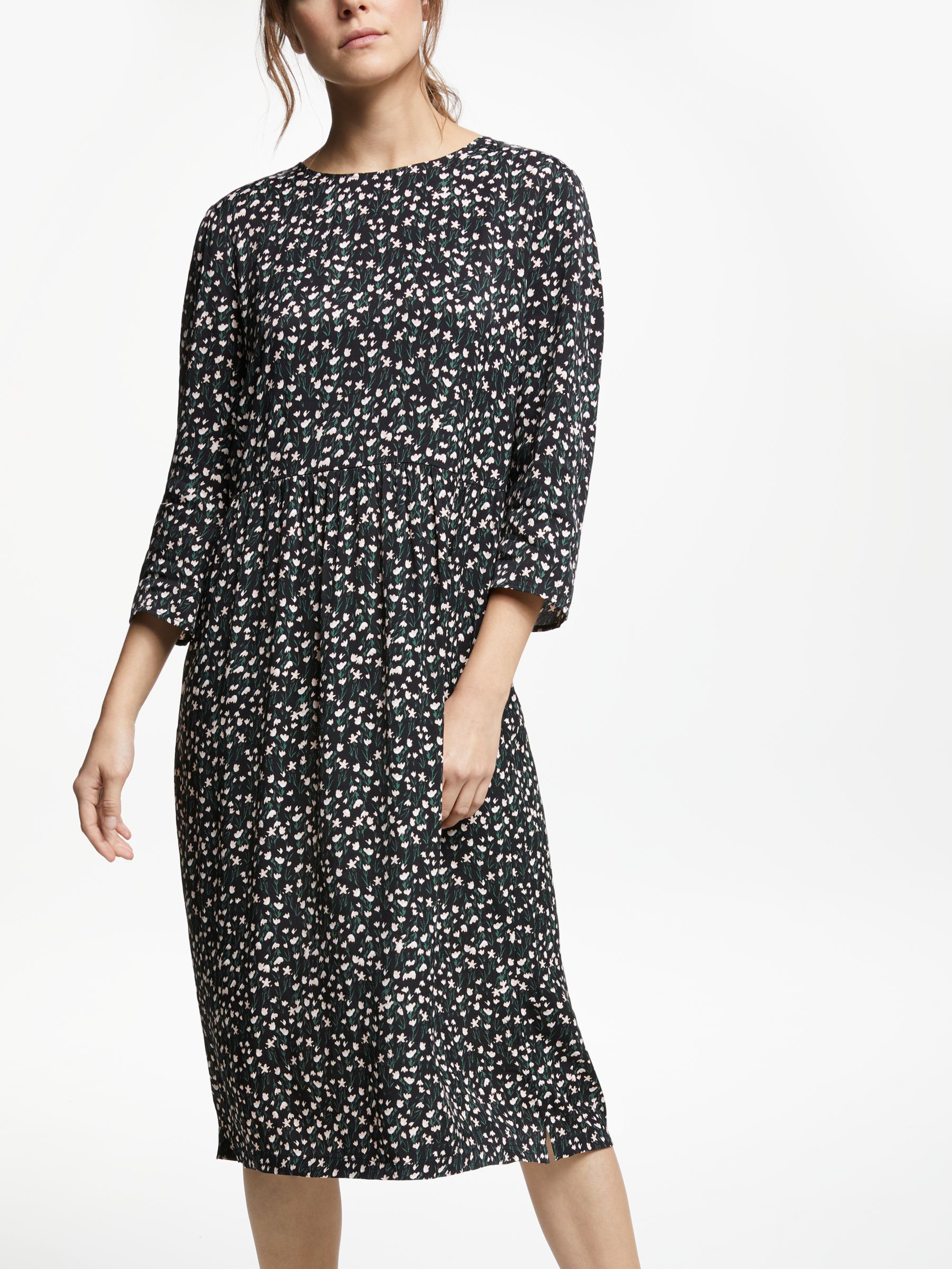 Collection WEEKEND by John Lewis Lyda Winter Floral Midi Dress, Black