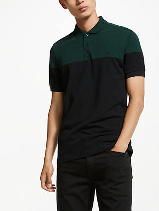 Fred Perry Colour Block Polo Shirt, Green/Black