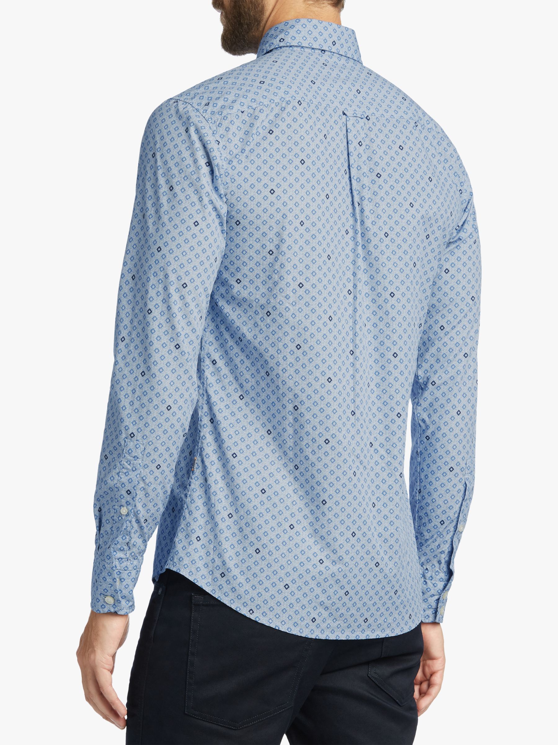 BOSS Mabsoot Long Sleeve Pattern Shirt, Open Blue