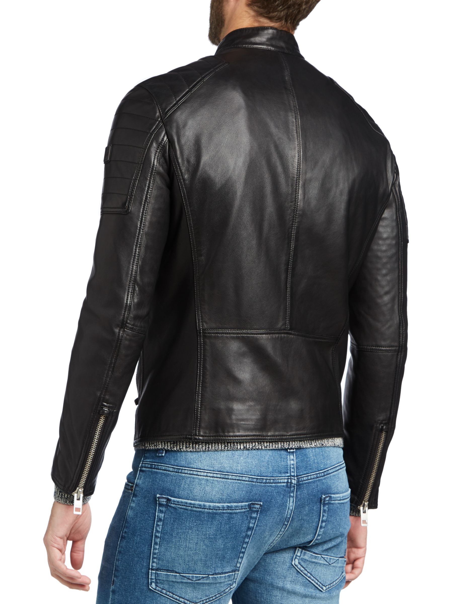 BOSS Jaysee Leather Biker Jacket at 
