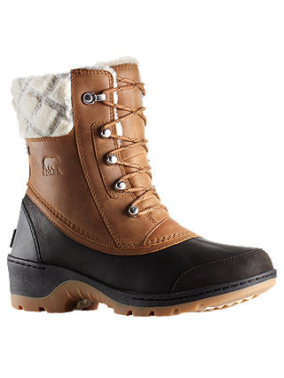 Sorel Whistler Lace Up Ankle Snow Boots, Brown Leather