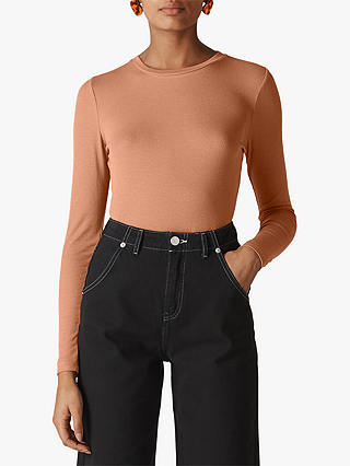 Whistles Essential Crew Neck Top, Dusty Pink