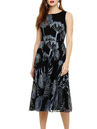 Phase Eight Franchesca Floral Dress, Black/Airforce