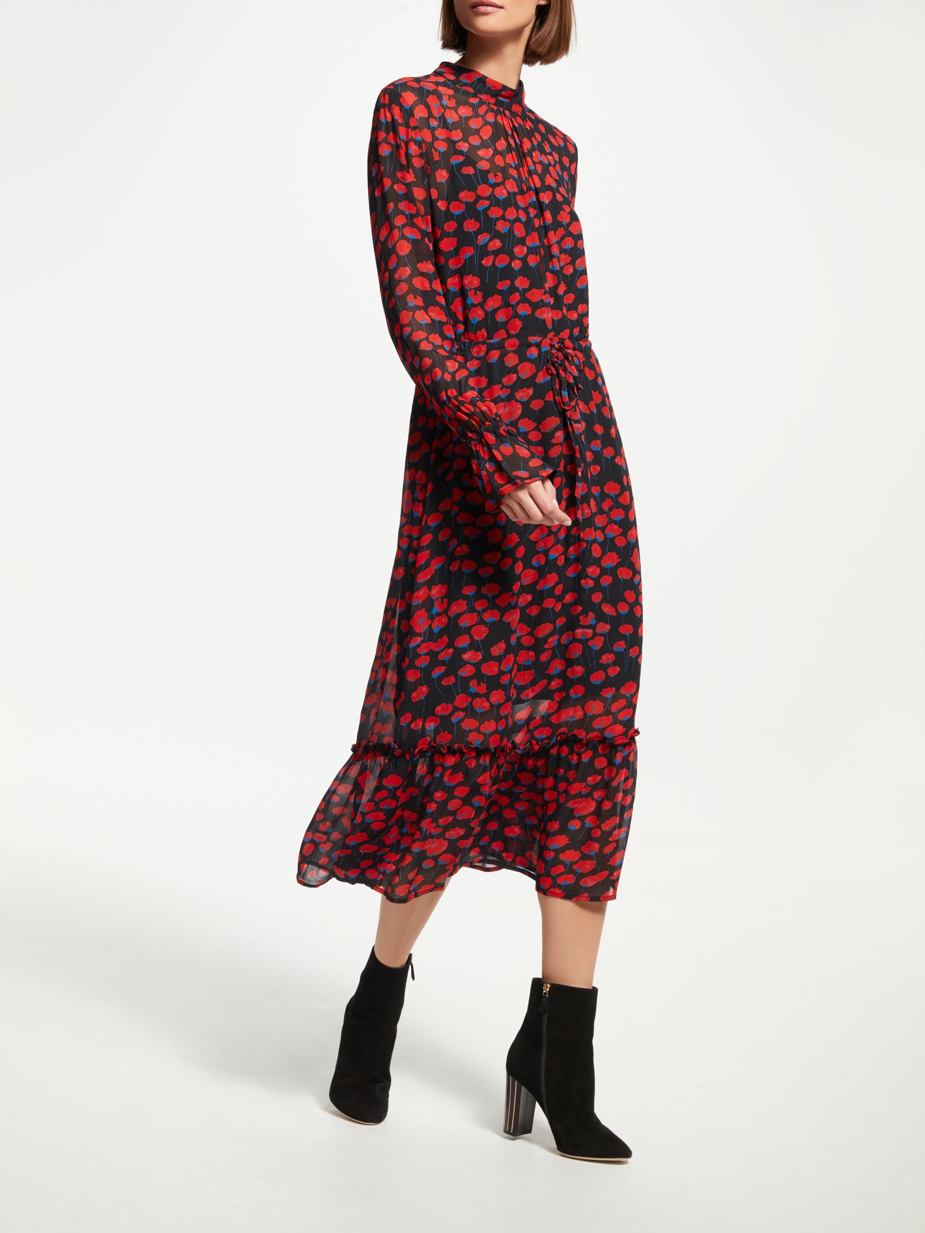 Just Female Poppy Midi Dress, Red Multi 
