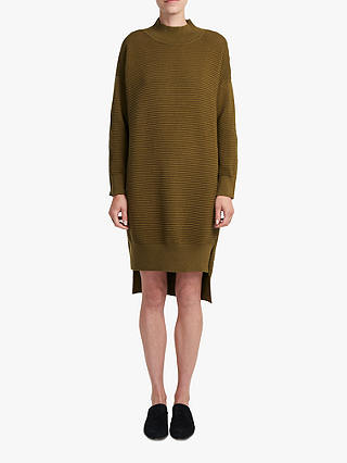 French Connection Zip Sleeve Jumper Dress, Dark Olive