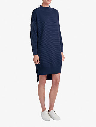 French Connection Zip Sleeve Funnel Neck Knit Dress, Utility Blue