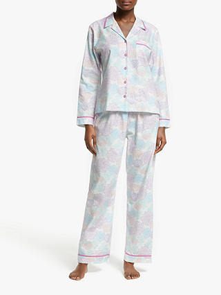 John Lewis & Partners Zoe Floral Print Cotton Pyjama Set, White