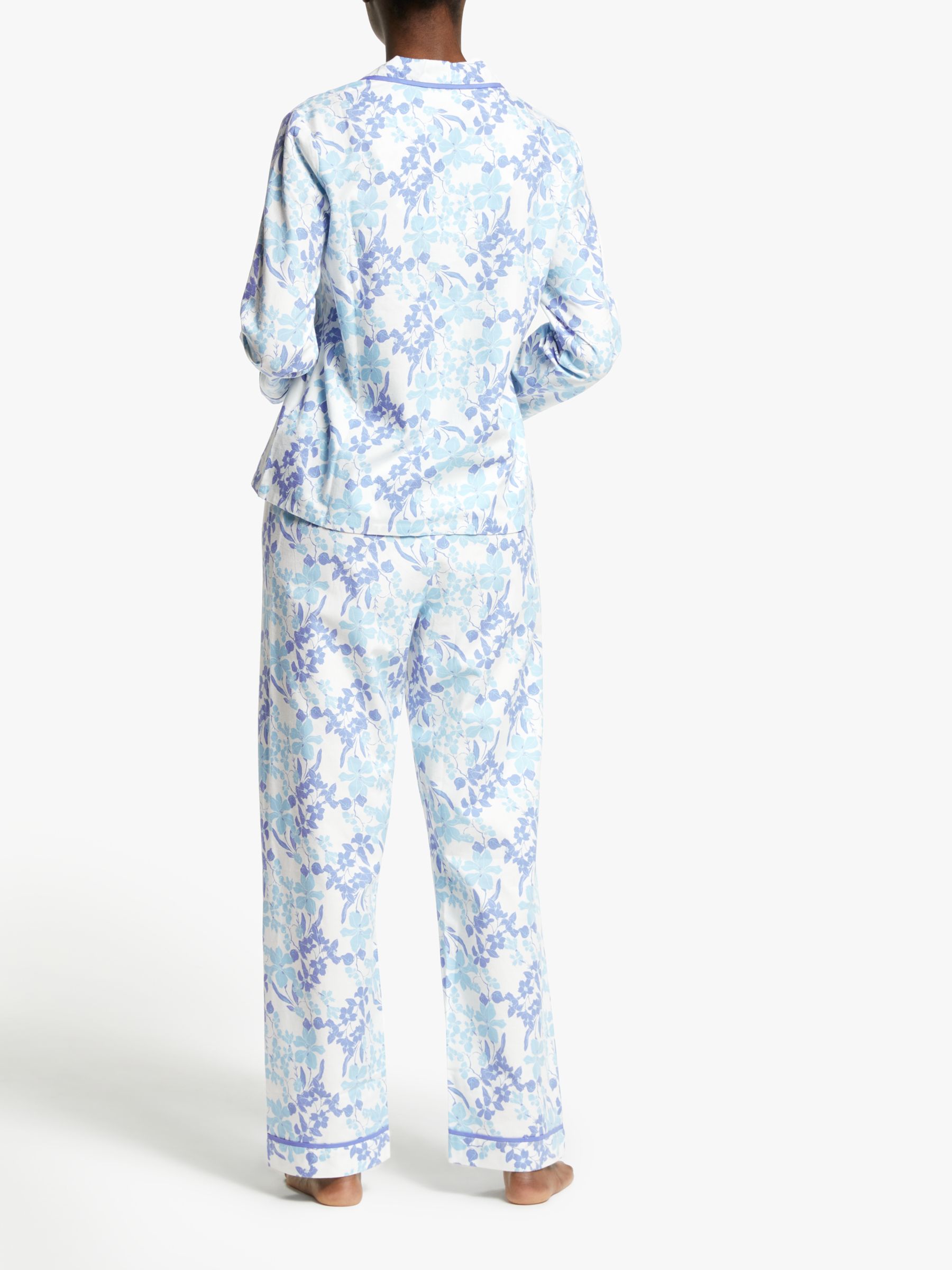 John Lewis & Partners Lily Floral Print Cotton Pyjama Set, Blue