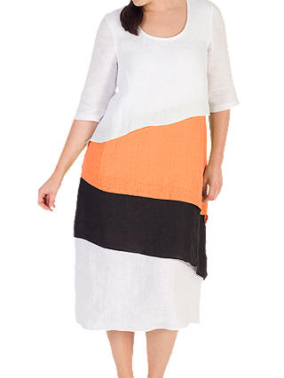 Chesca Colour Block Layered Dress, White/Orange