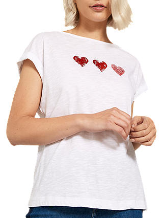 Mint Velvet Heart Trio T-Shirt, Natural Ivory
