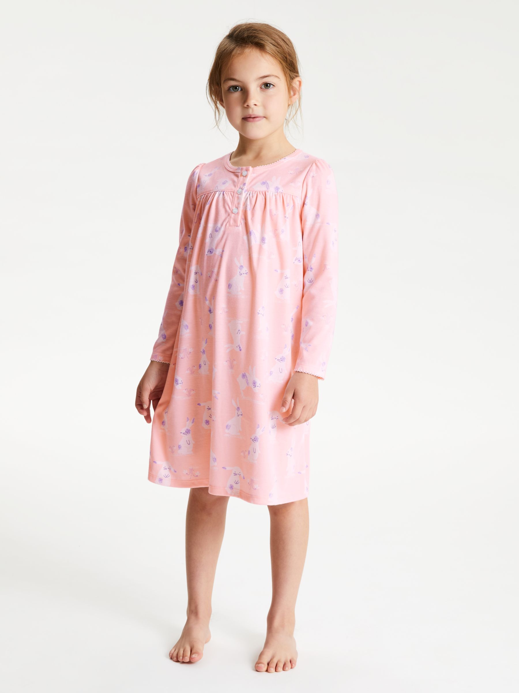 John Lewis & Partners Girls' Bunny Nightdress, Pink
