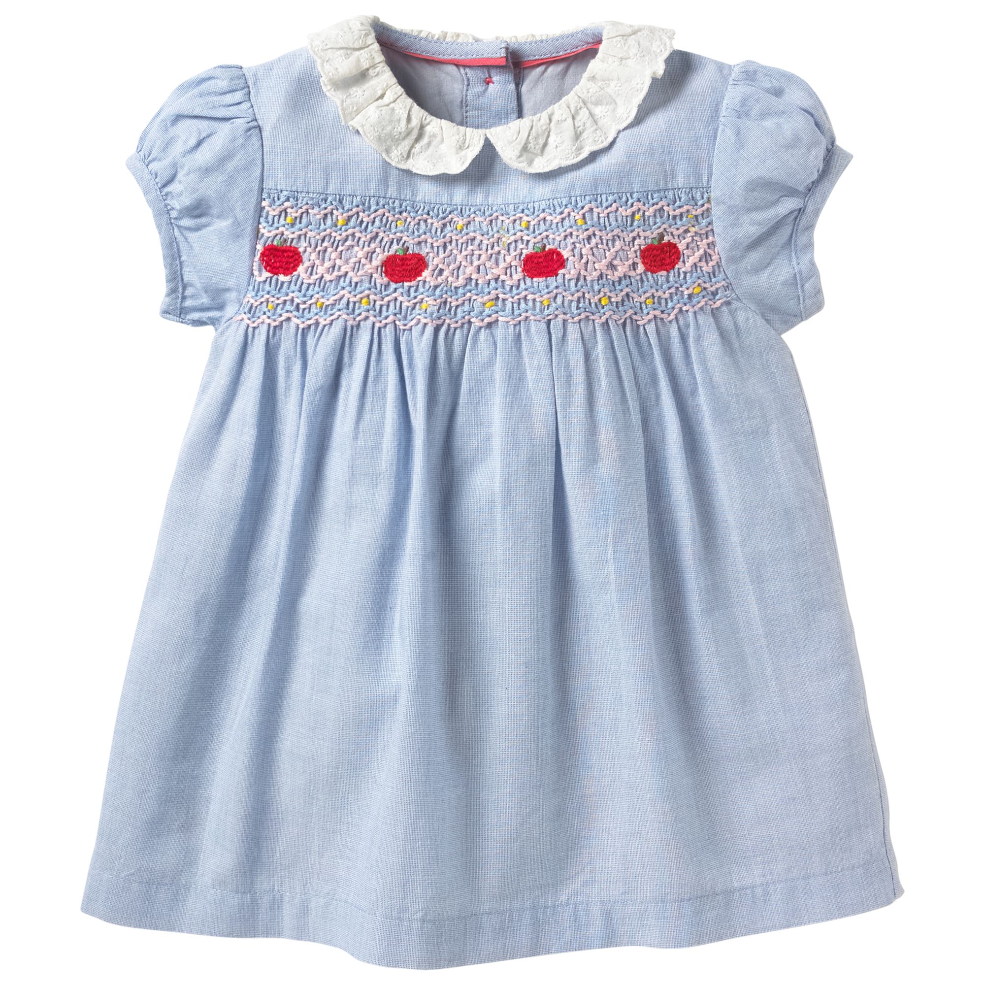Mini Boden Baby Pretty Smock Dress, Chambray Blue