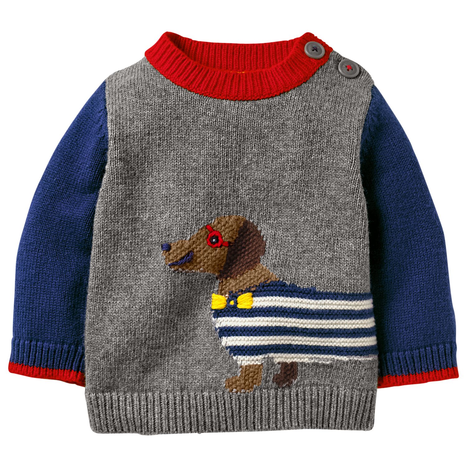 Mini Boden Baby Fun Knitted Jumper, Grey Marl at John Lewis & Partners