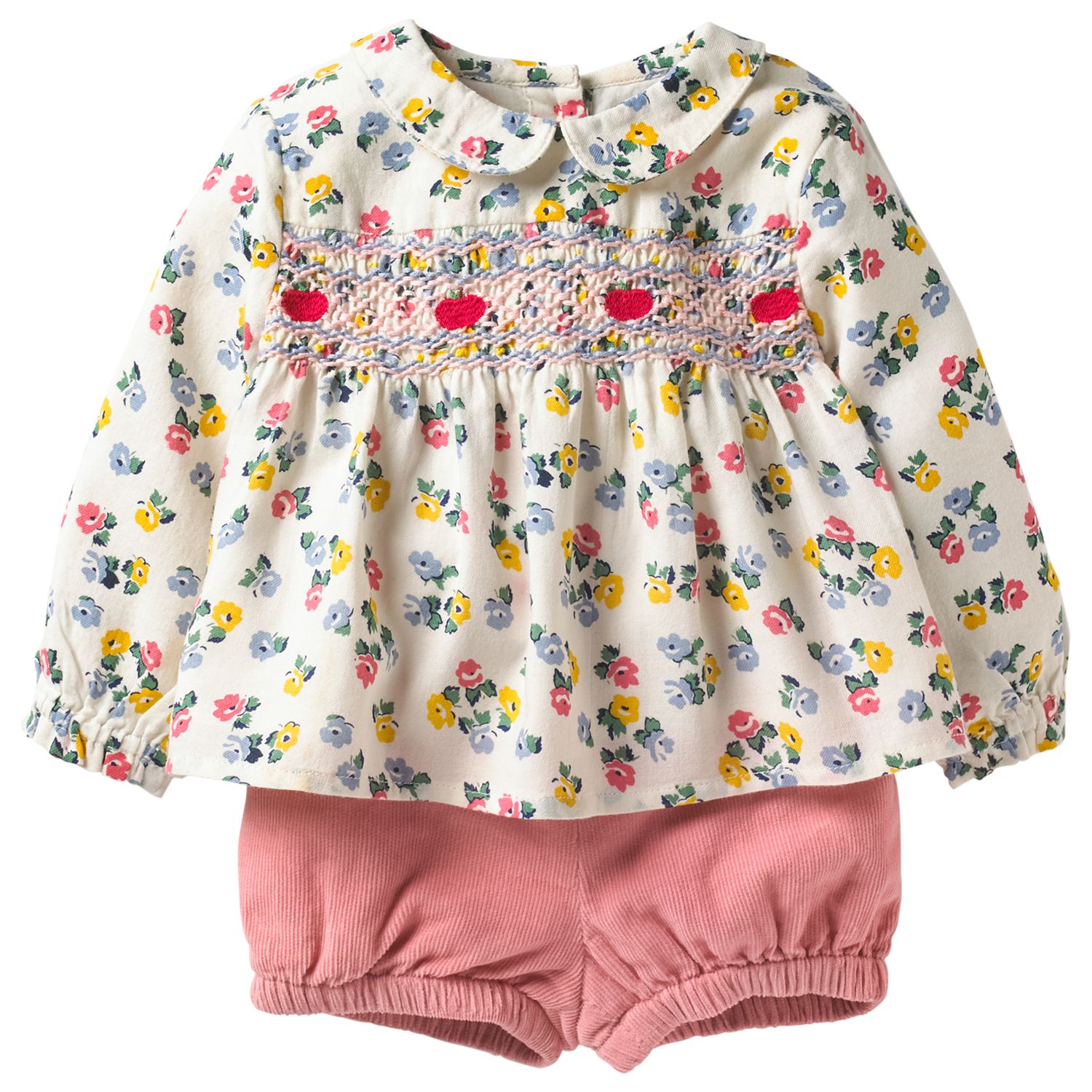 Mini Boden Baby Floral Smock Top And Shorts Set Multi Blossom