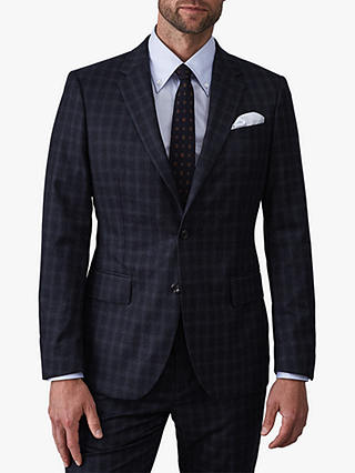Reiss Walter Wool Check Modern Fit Suit Jacket, Navy