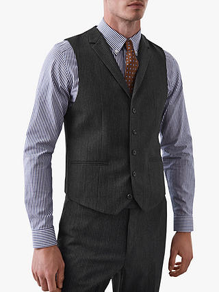 Reiss Dobron Pin Stripe Slim Fit Waistcoat, Grey