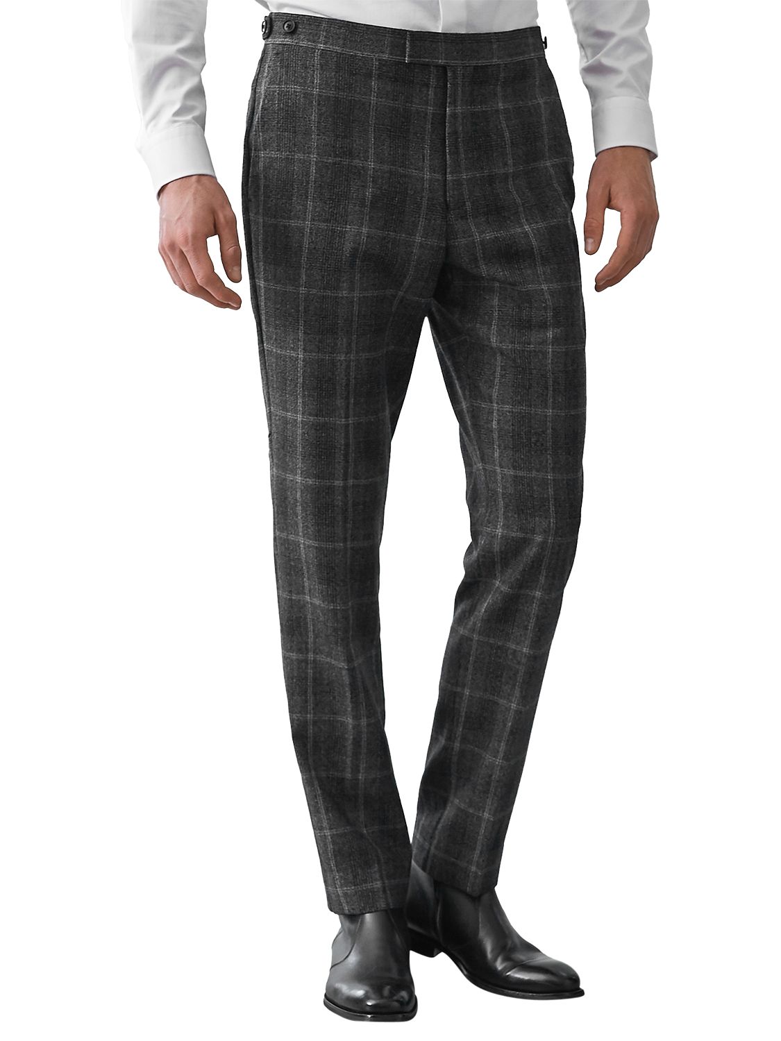 Reiss Bondi Wool Check Slim Fit Suit Trousers, Charcoal