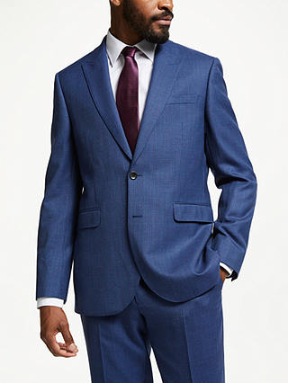 John Lewis & Partners Wool Check Tailored Suit Jacket, Aqua