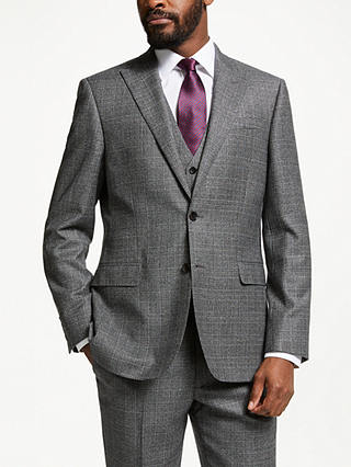 John Lewis & Partners Wool Check Regular Fit Suit Jacket, Grey