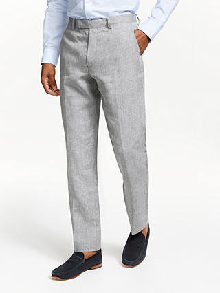 John Lewis & Partners Linen Regular Fit Suit Trousers, Silver