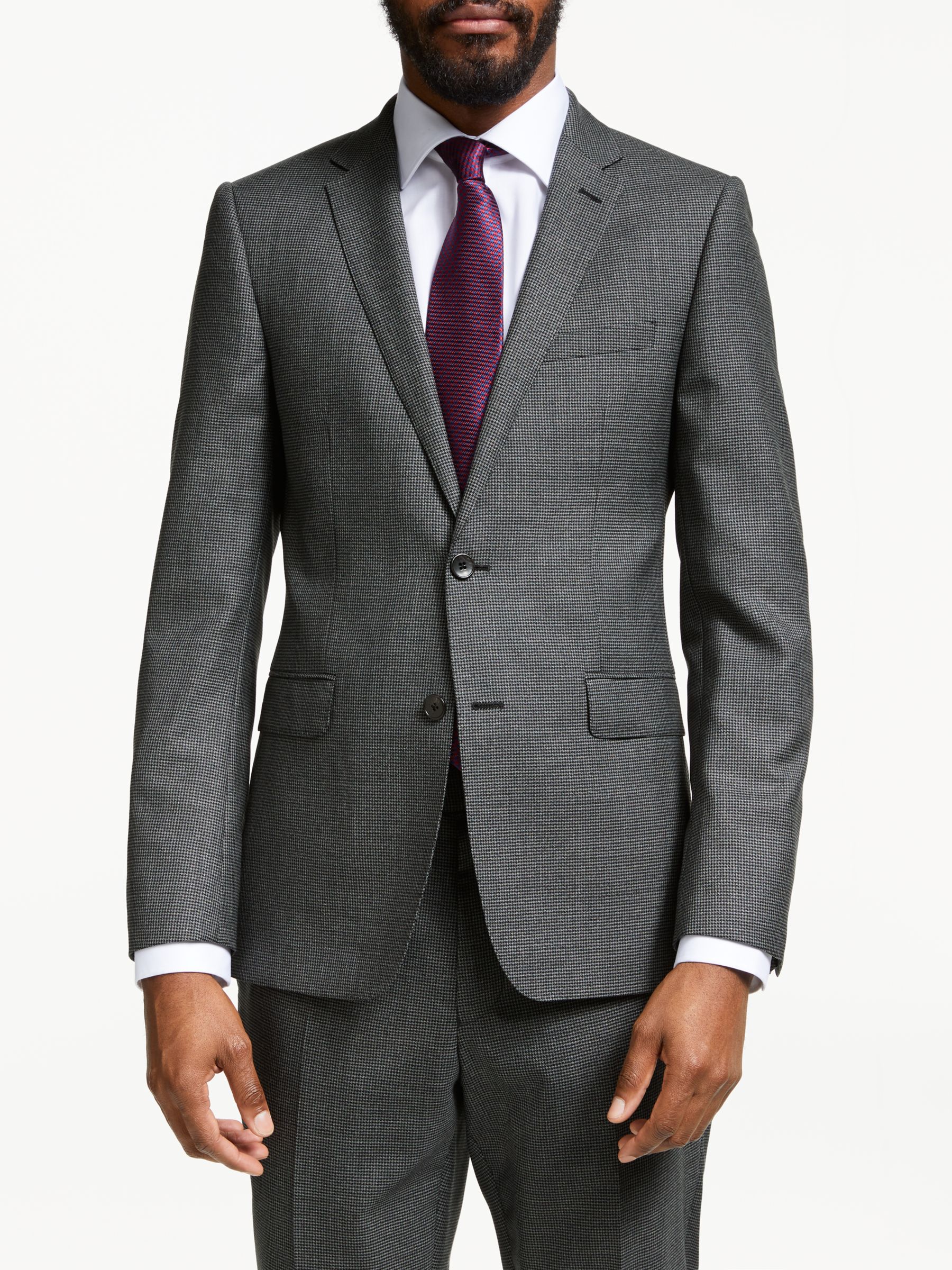John Lewis & Partners Wool Puppytooth Slim Fit Suit Jacket, Grey