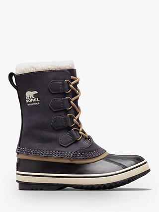 Sorel PAC2 Lace Up Waterproof Ankle Snow Boots, Black Leather